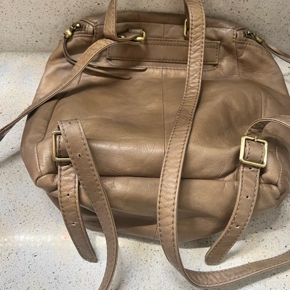 HOBO BRAND RIVER EMBOSSED FLOWER DESIGN IN BLACK ON TAUPE LEATHER EUC - Picture 9 of 14